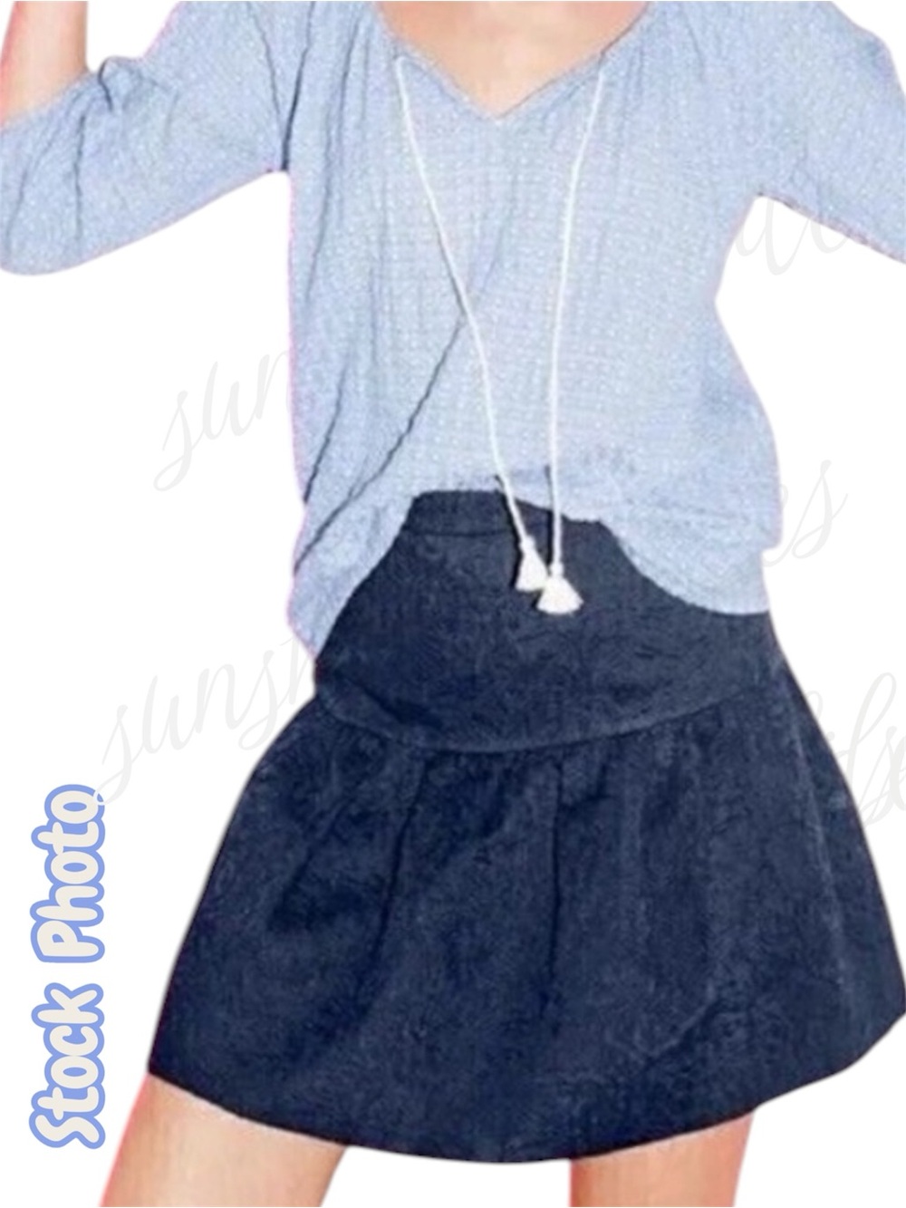 JCrew Navy Blue Drop-Waist Textured Jacquard / Matelassé Flared Pleated Skirt 2T